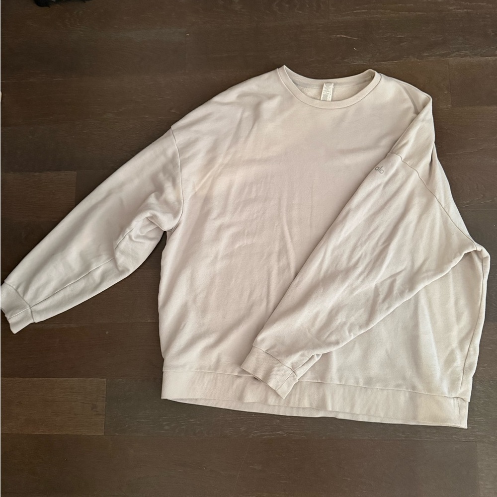 Alo Cream Long Sleeve Sweat set (sweatshirt + sweatpants)